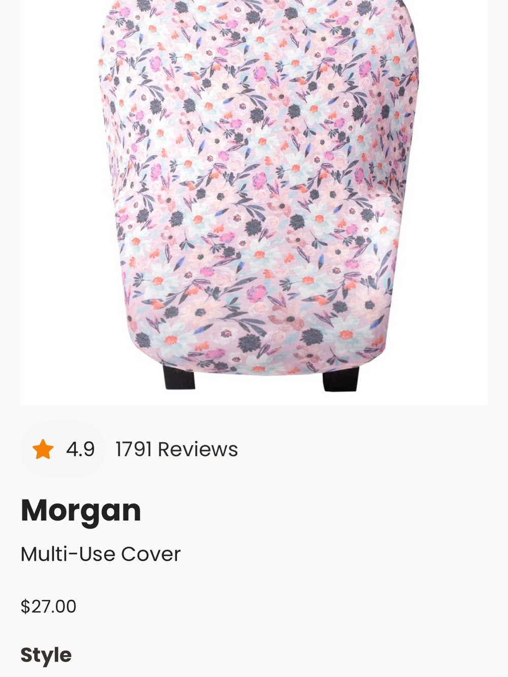 Copper Pearl Multi-Use Car Seat Cover- Morgan print